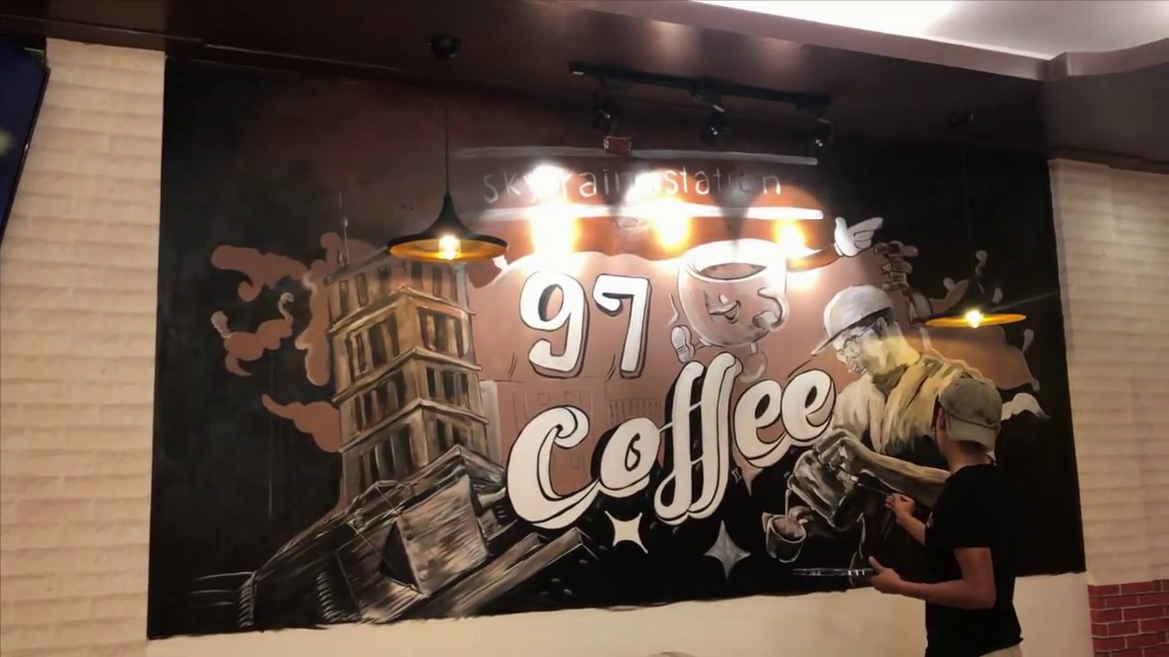 vẽ tranh tường quán cafe đẹp
