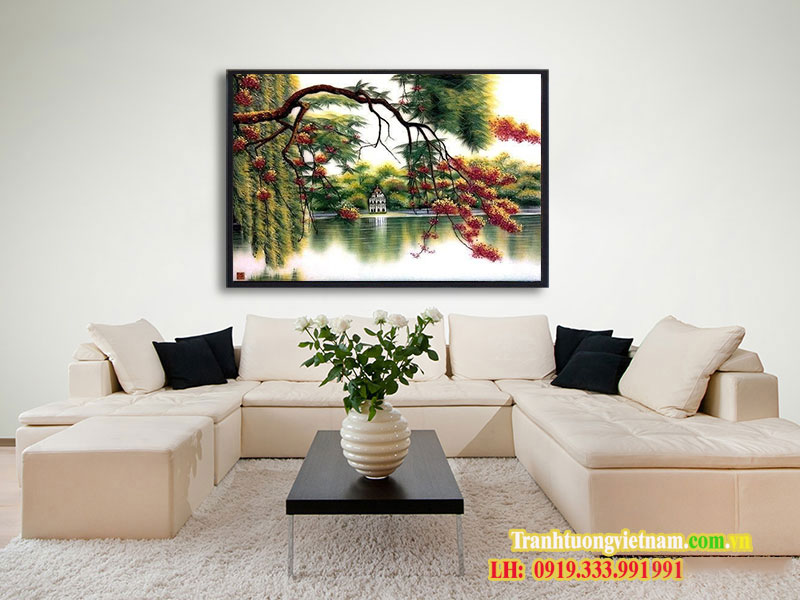 Mẫu tranh in vải Canvas Hồ Gươm đẹp