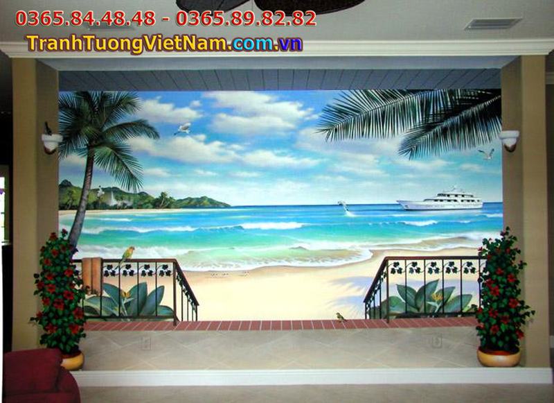 Tranh tường vẽ biển - Vẽ tranh tường 3D đẹp giá rẻ nhất tại Hà Nội | Thi  công trọn gói