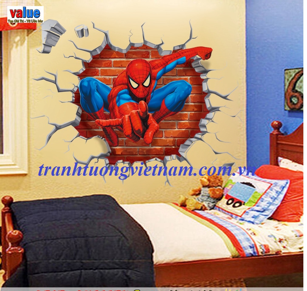 Tranh tường 3D phòng bé trai - Người nhện Spiderman - Vẽ tranh tường 3D đẹp  giá rẻ nhất tại Hà Nội | Thi công trọn gói