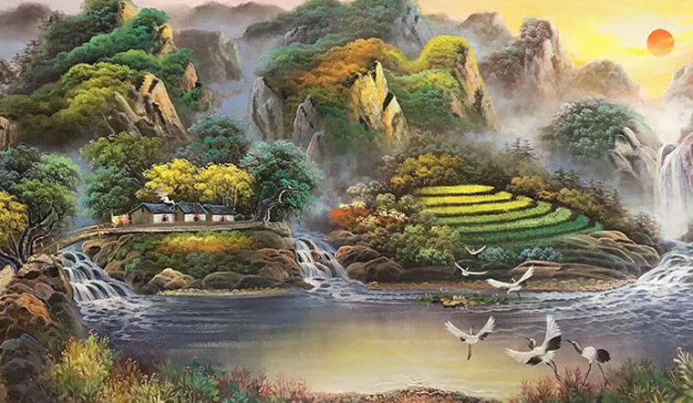 Vẽ tranh phong cảnh cho người mệnh Kim