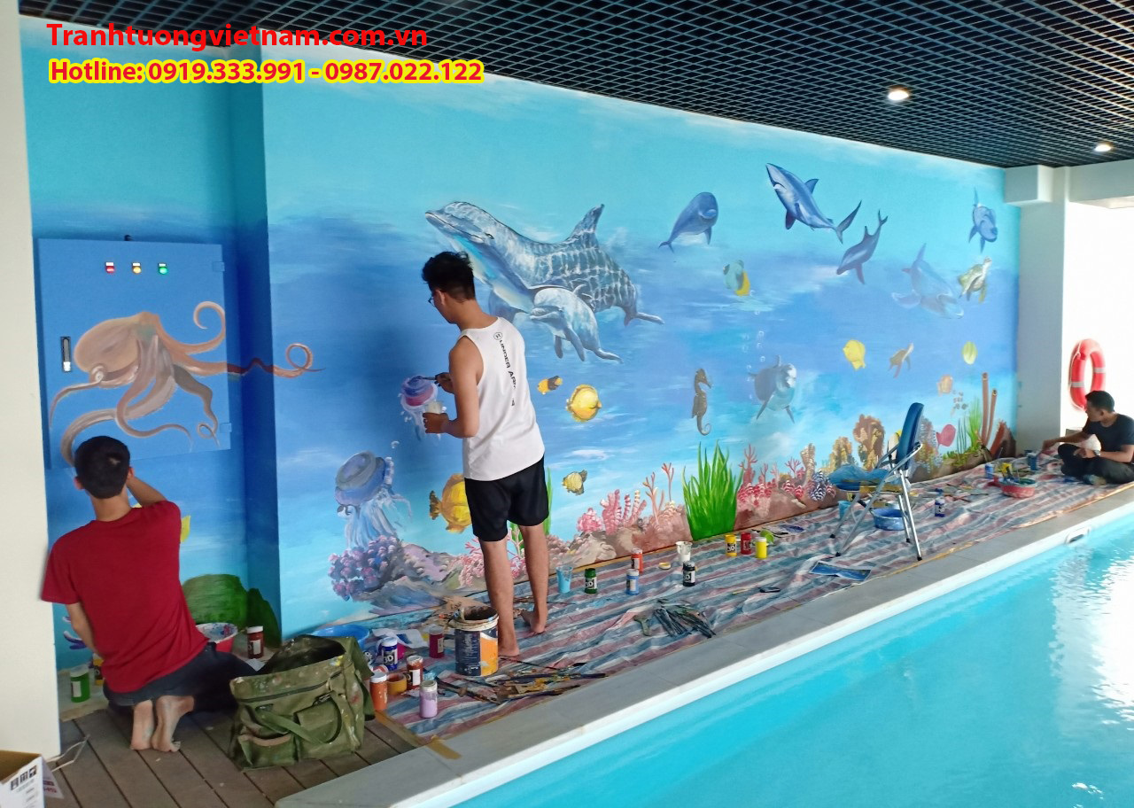 Vẽ tranh tường bể bơi ở Phú Thọ