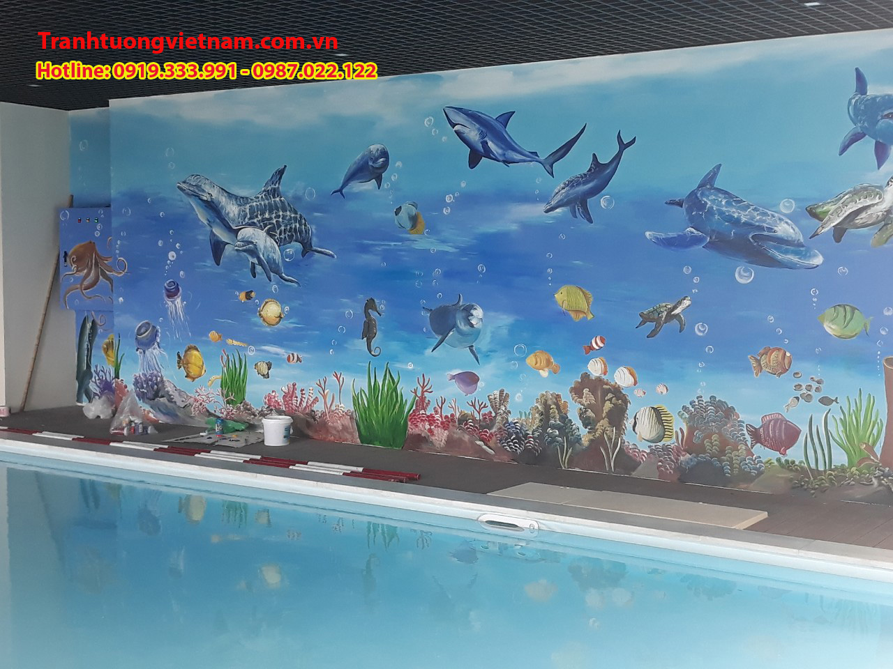 Vẽ tranh tường 3D phong cảnh dưới biển