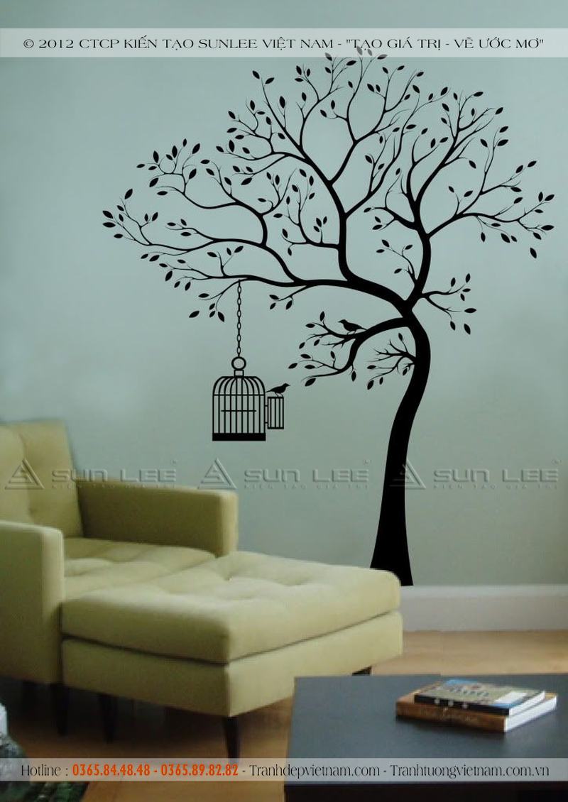 vẽ tranh tường cái cây