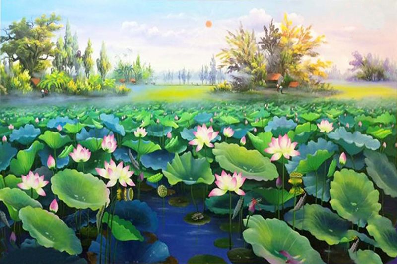 Tổng Hợp] +63 Mẫu vẽ tranh tường hoa sen đẹp sang trọng nhất 11/2020 - Vẽ  tranh tường 3D đẹp giá rẻ nhất tại Hà Nội | Thi công trọn gói
