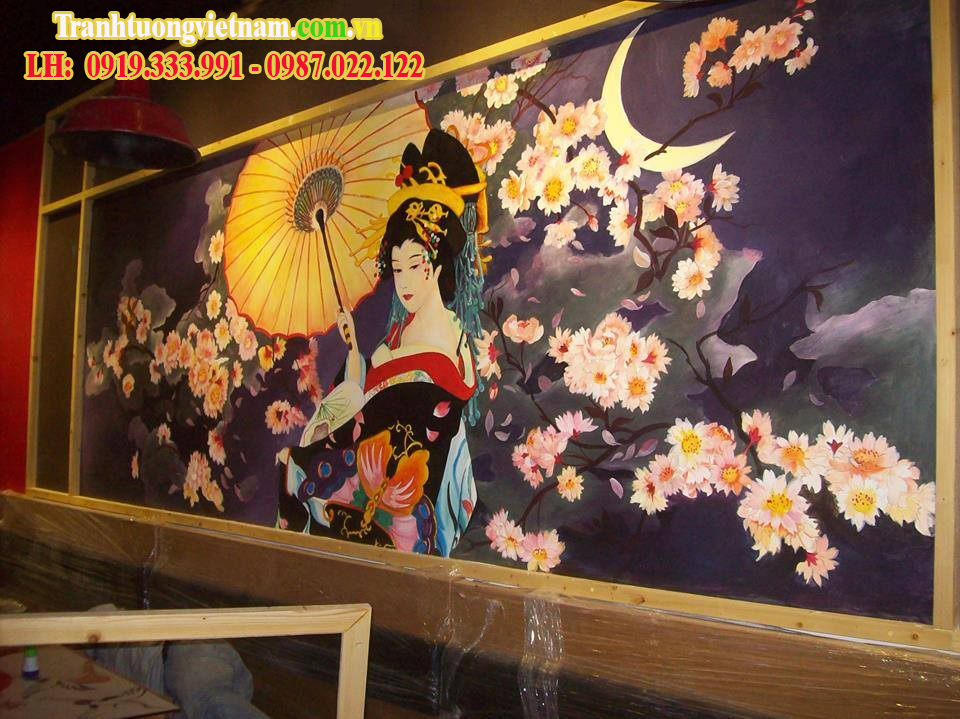 vẽ tranh tường nhà hàng Nhật Bản