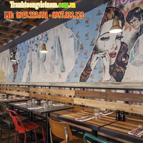 Vẽ tranh tường 3D nhà hàng, quán ăn giá rẻ cực đẹp 2018