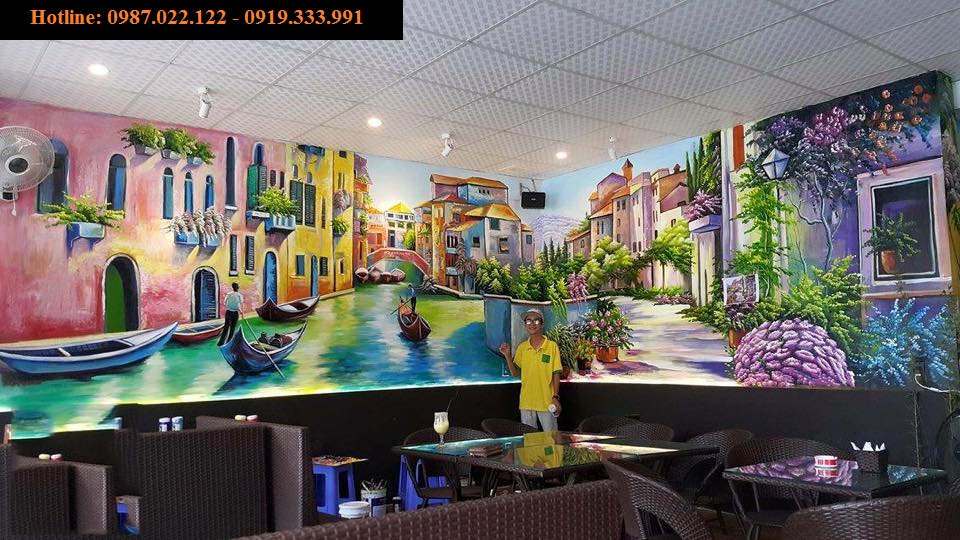 Vẽ tranh tường 3D nhà hàng, quán ăn giá rẻ cực đẹp 2018