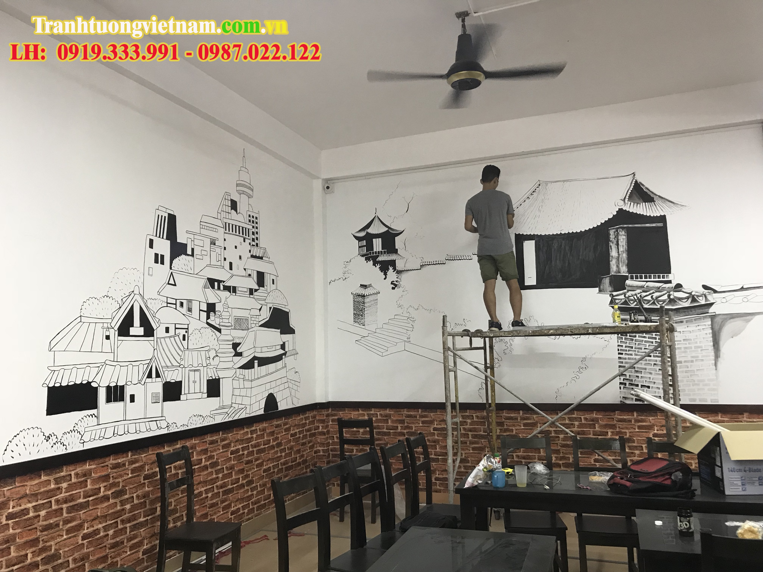 Mẫu vẽ tranh tường nhà hàng đơn giản