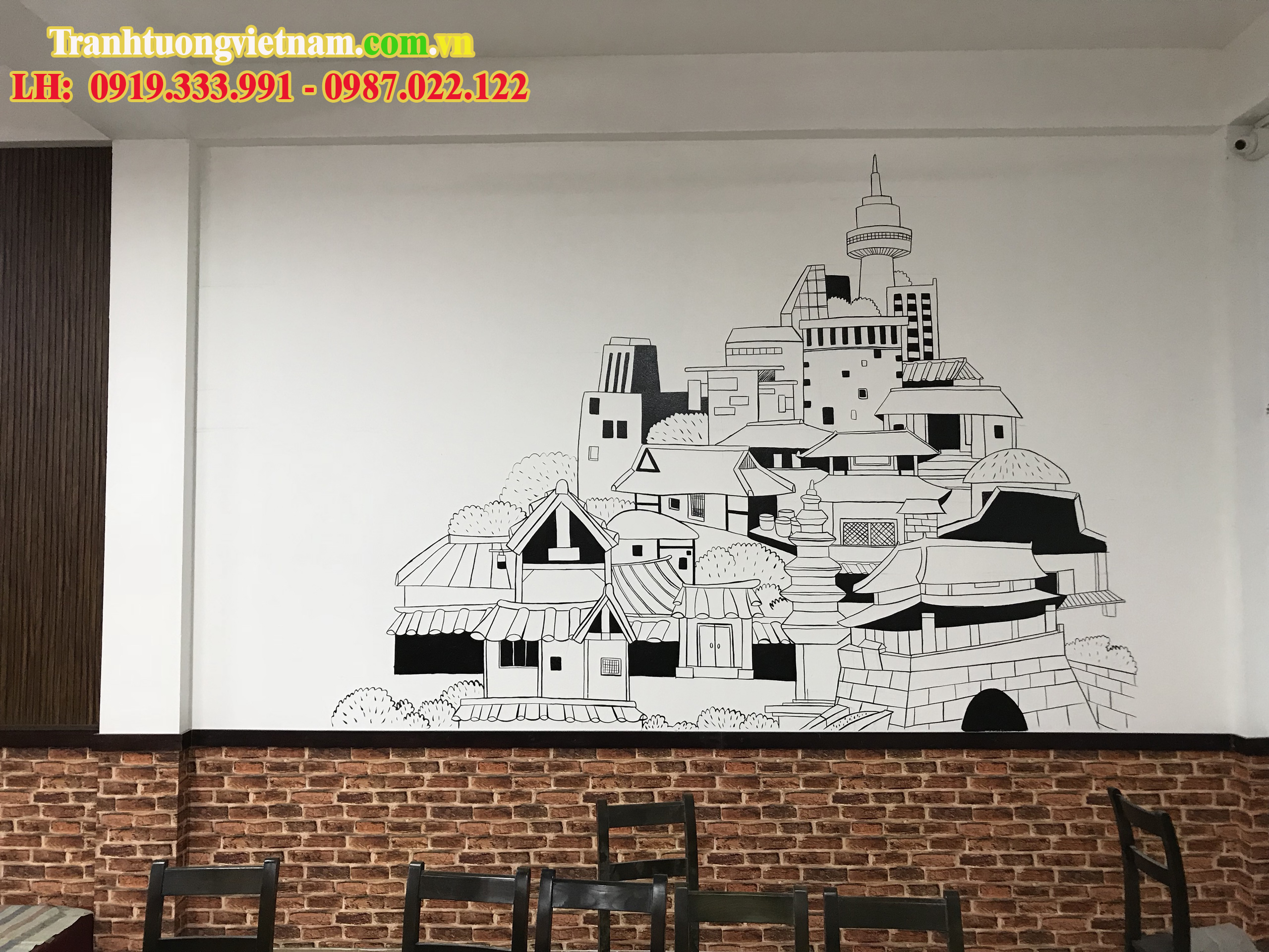 vẽ tranh tường nhà hàng đơn giản