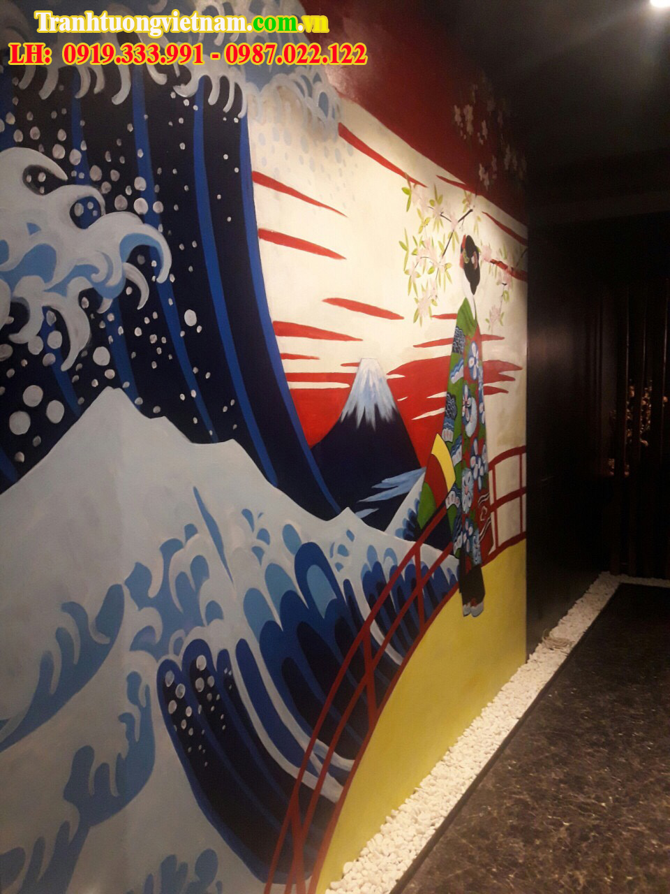 vẽ tranh tường nhà hàng Nhật