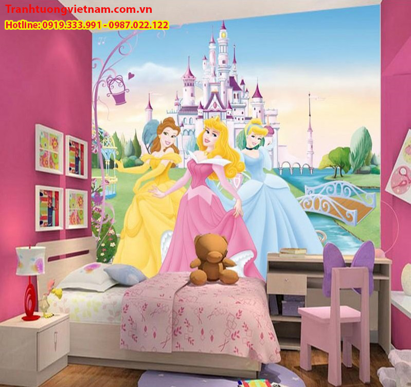 vẽ tranh tường phòng bé gái hình ảnh công chúa
