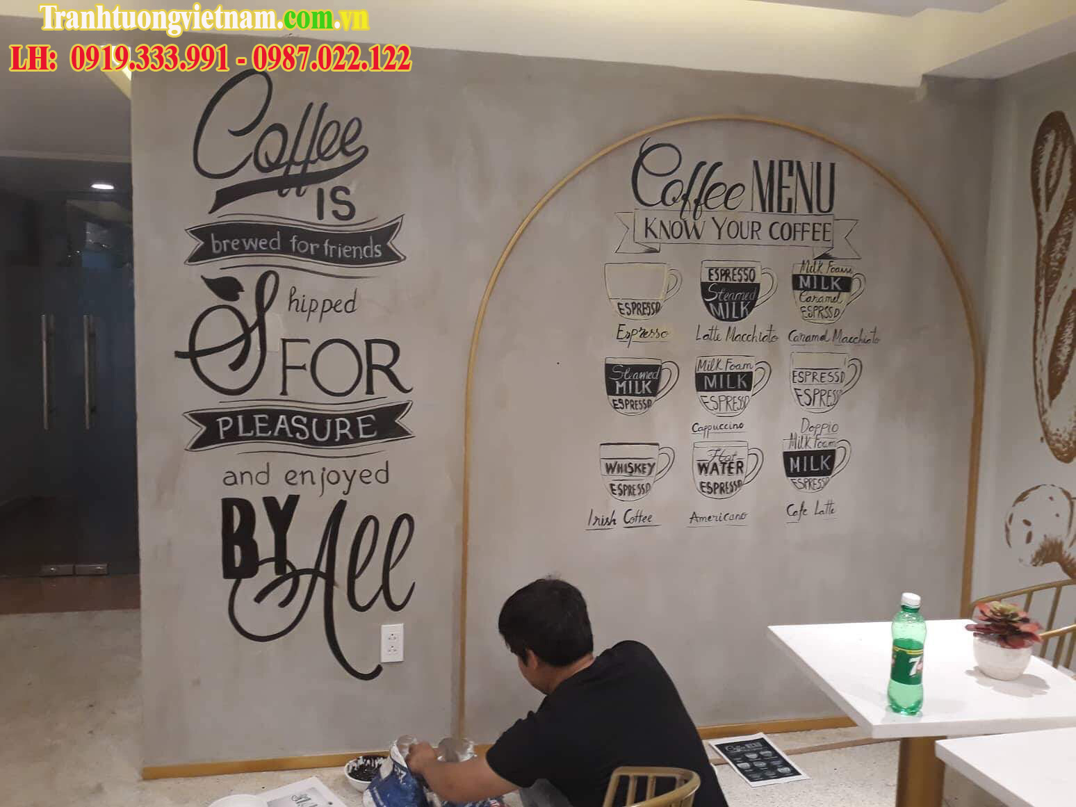 vẽ tranh tường quán Cafe