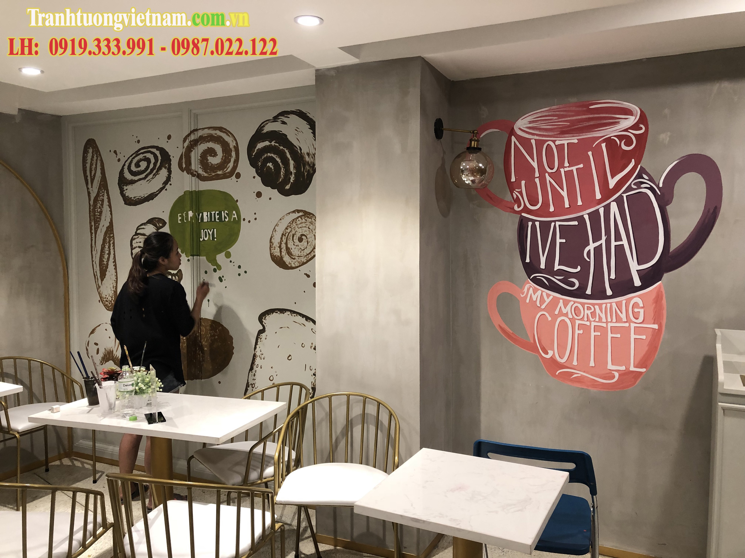 vẽ tranh tường quán Cafe tại tphcm