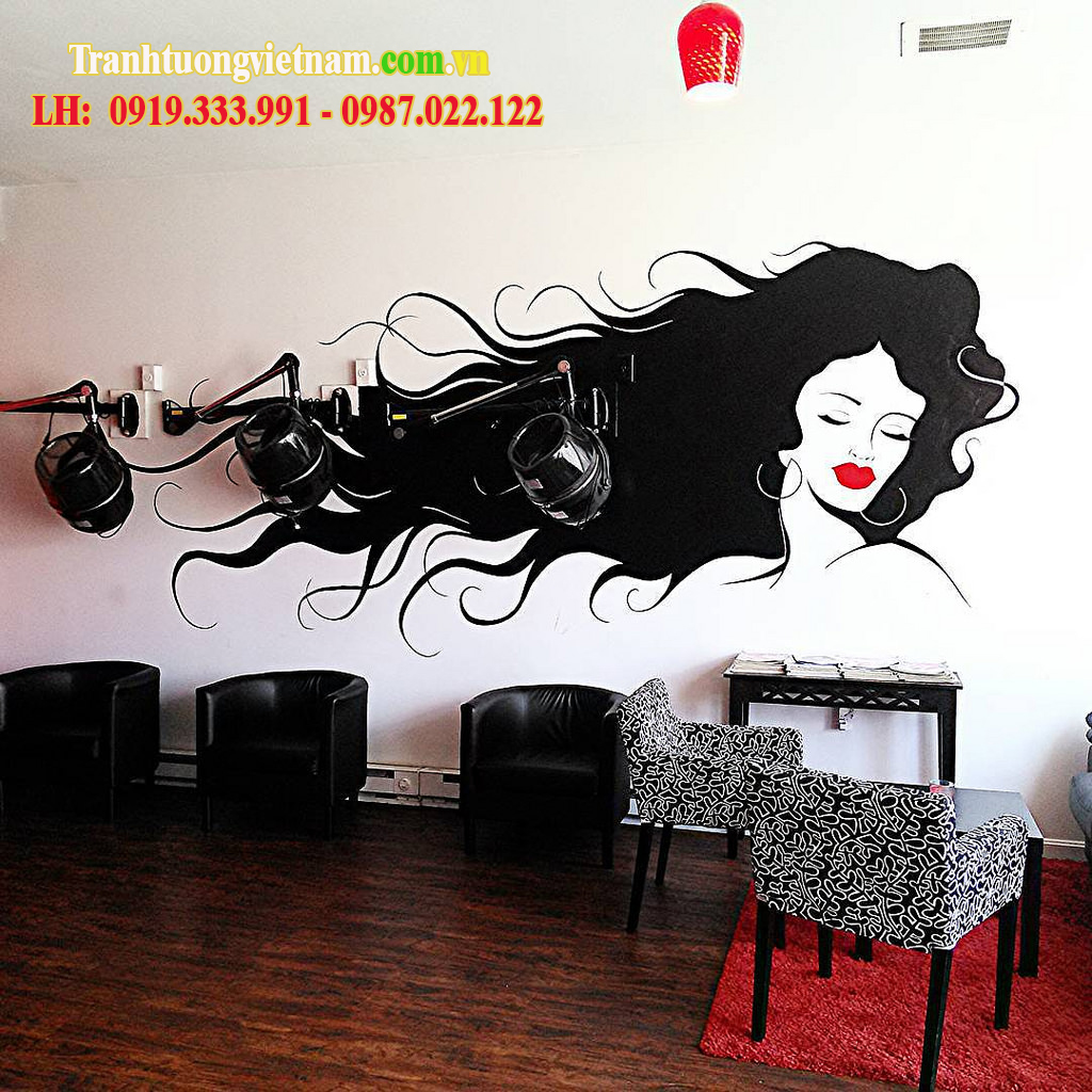 Vẽ tranh tường salon tóc tại Vĩnh Phúc