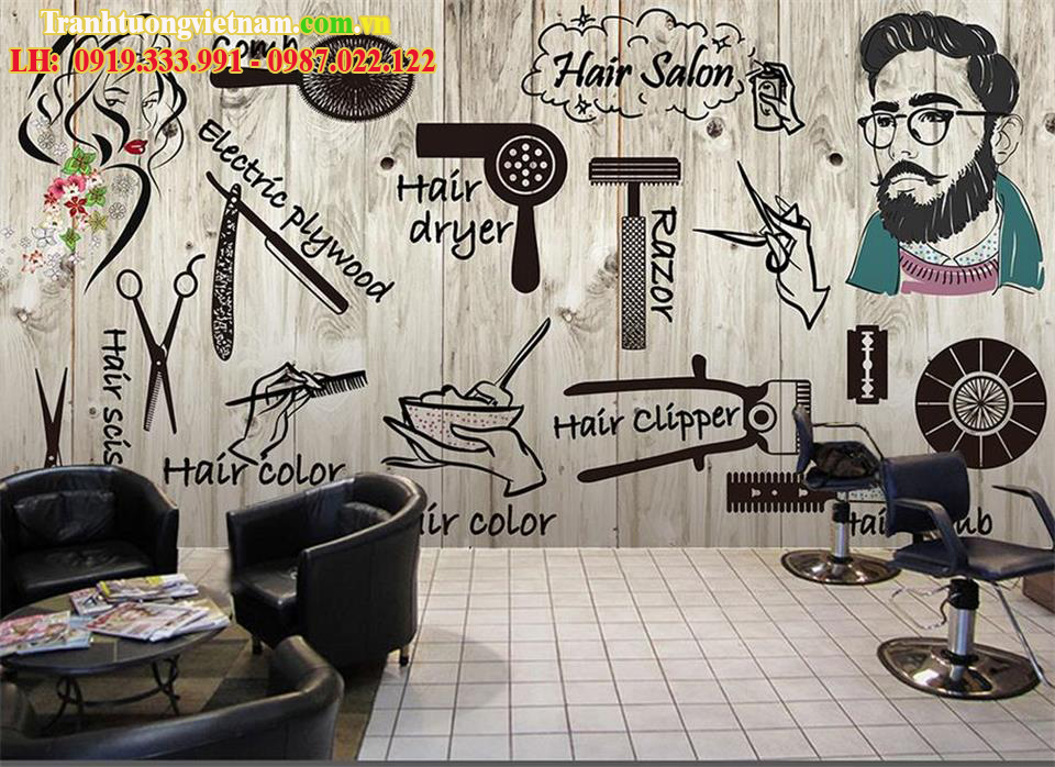vẽ tranh tường salon tóc