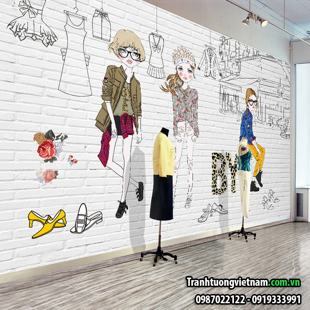 Vẽ tranh tường shop quần áo thời trang đẹp giá rẻ tại Hà Nội