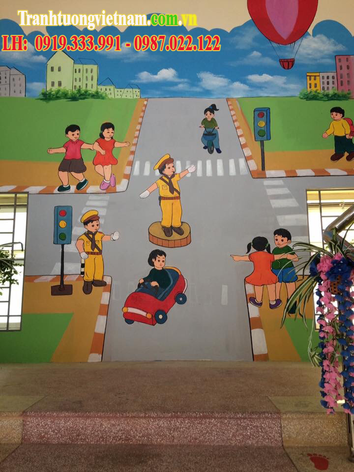 vẽ tranh tường trường tiểu học đẹp