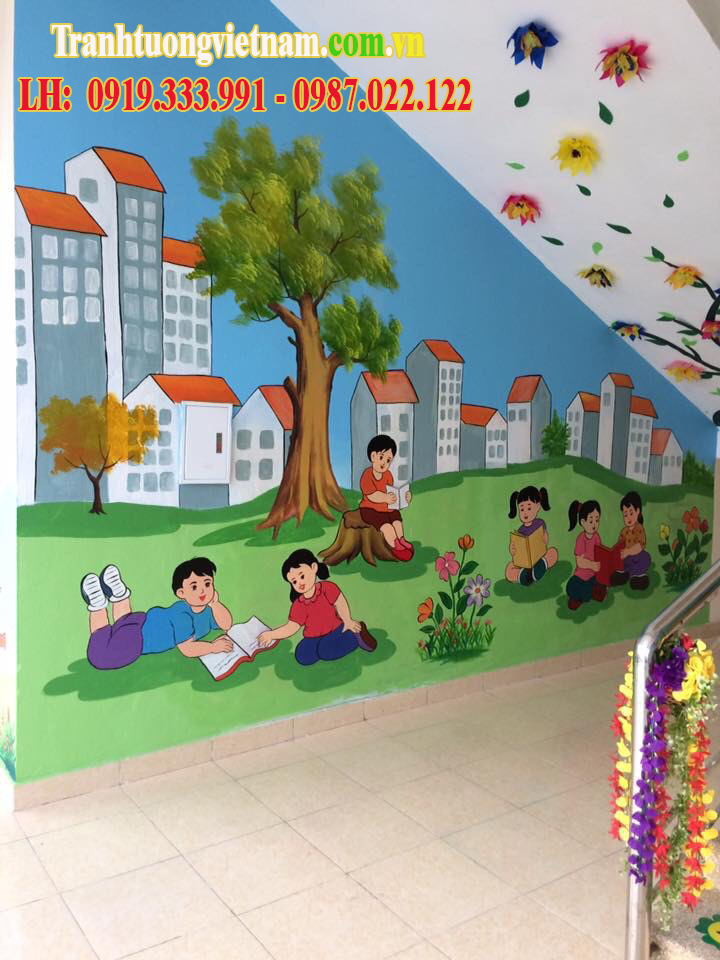 Vẽ tranh tường trường tiểu học đẹp | Ưu đãi 20% | Thiết kế Miễn Phí - Vẽ  tranh tường 3D đẹp giá rẻ nhất tại Hà Nội | Thi công trọn gói