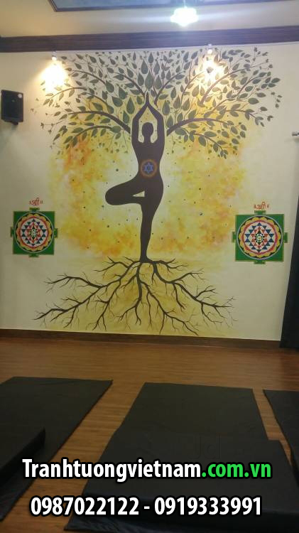 Vẽ tranh tường phòng Yoga đẹp giá rẻ