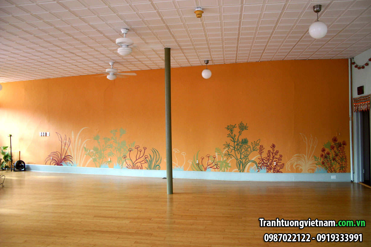 Vẽ tranh tường phòng Yoga đẹp giá rẻ tại Hà Nội