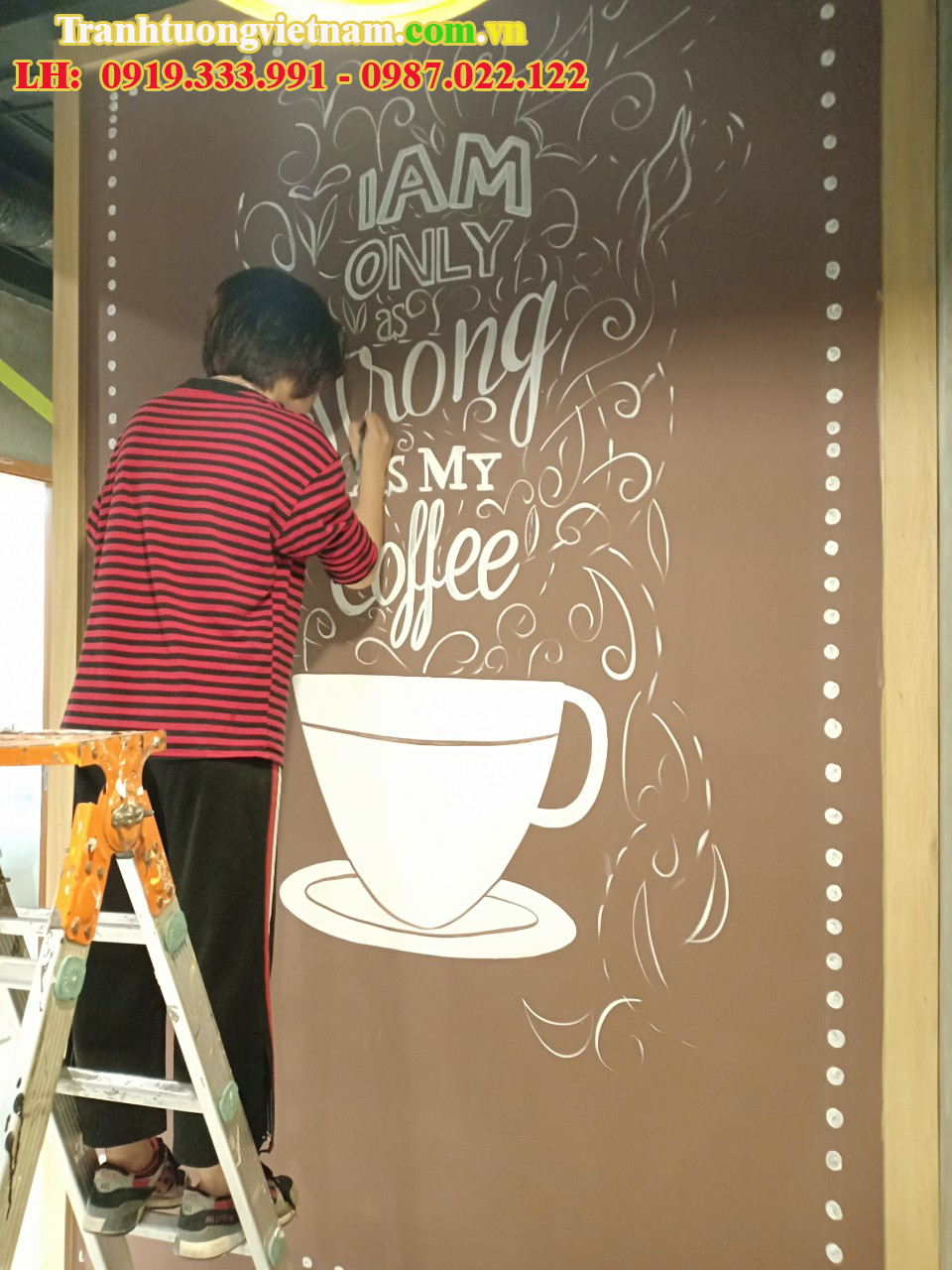 vẽ typography bằng tay quán cafe