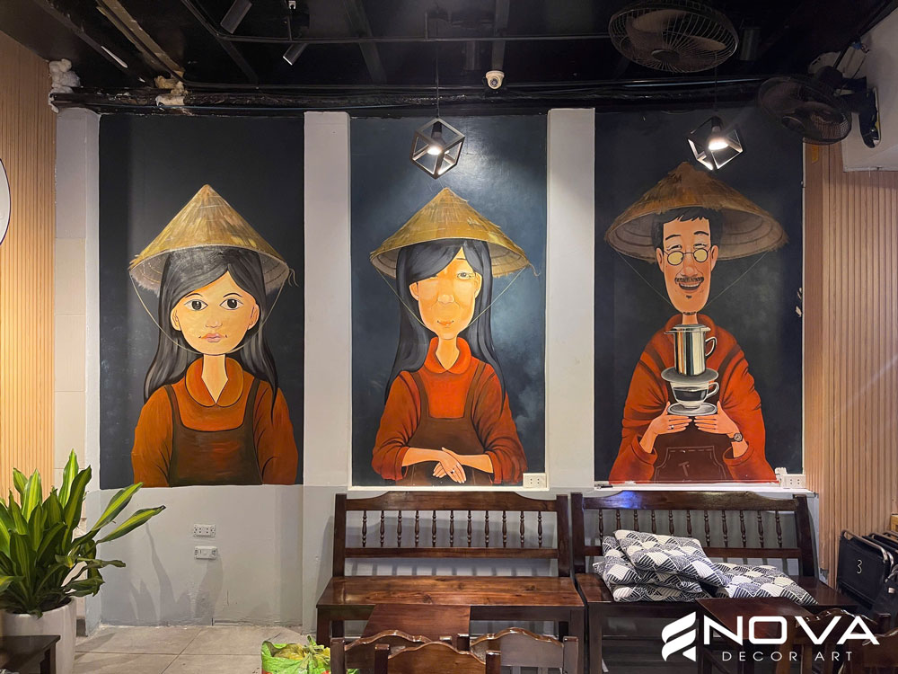 Vẽ mẫu tranh tường quán cafe, trà sữa 8