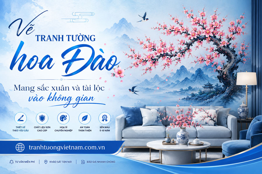Vẽ Tranh tường hoa đào