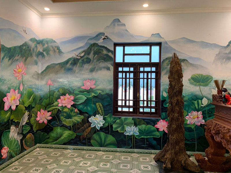 Vẽ tranh tường Phòng thờ